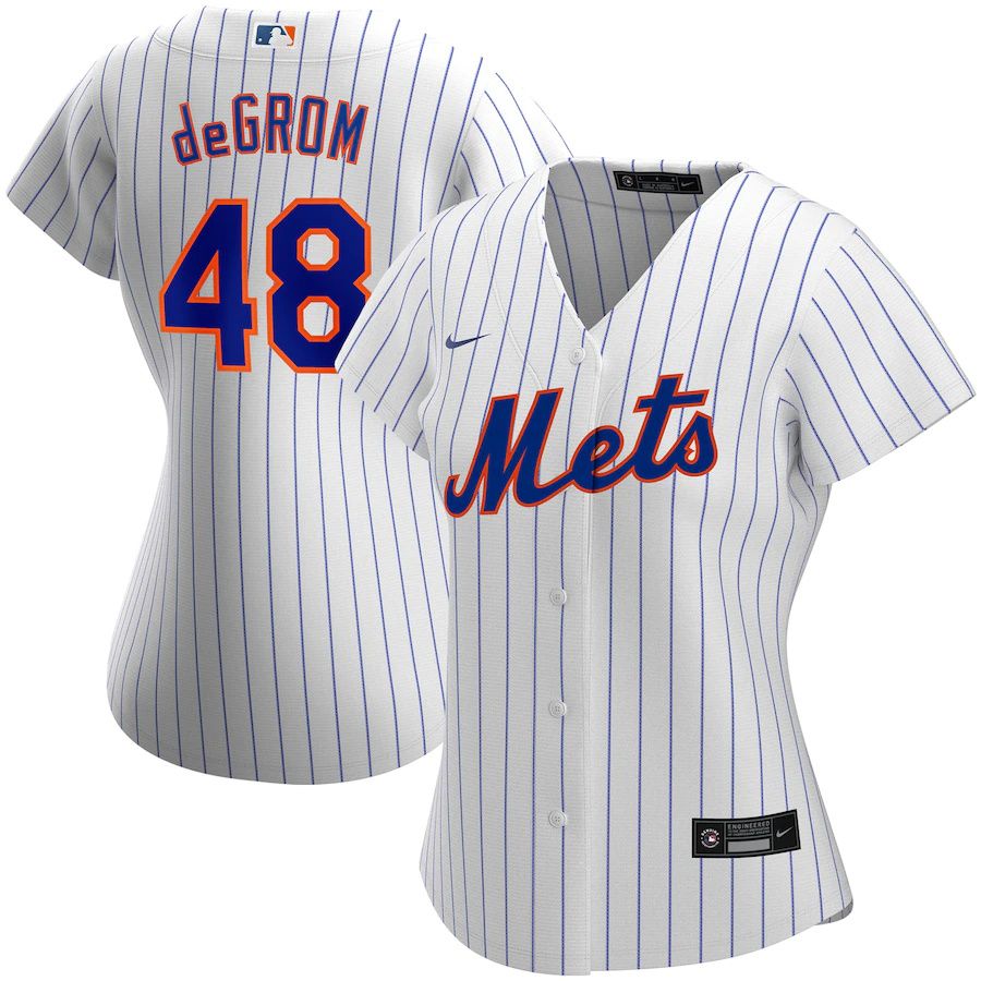 Cheap Womens New York Mets 48 Jacob deGrom Nike White Home Replica Player MLB Jerseys